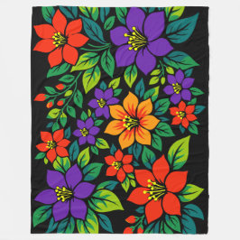Lebendiges florales Design mit farbenfrohen Blüten Fleecedecke