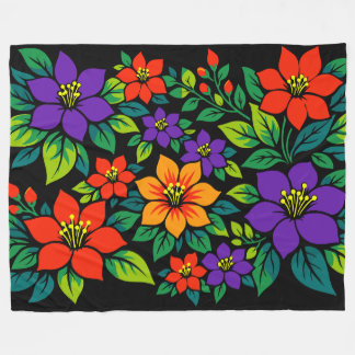 Lebendiges florales Design mit farbenfrohen Blüten Fleecedecke