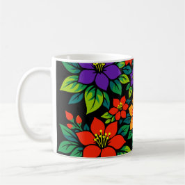 Lebendiges florales Design mit farbenfrohen Blüten Kaffeetasse