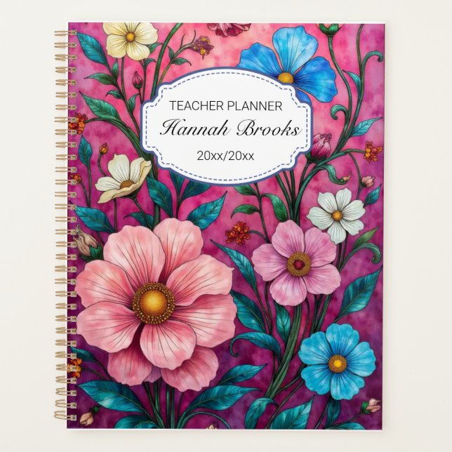 Lebendiges Florales Lehrer-Jahres-  Planer (Vorderseite)