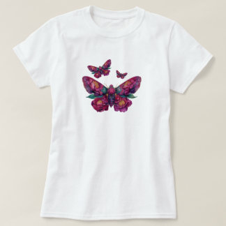 Lebendiges Florales Motten-T-Shirt T-Shirt