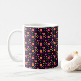Lebendiges florales nahtloses Muster auf tiefem Vi Kaffeetasse