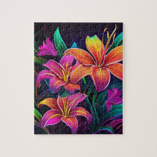 Lebendiges florales Puzzle, farbenfrohes Puzzlespi Puzzle