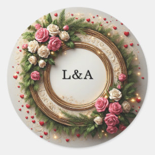 Lebendiges florales Rahmendesign Runder Aufkleber