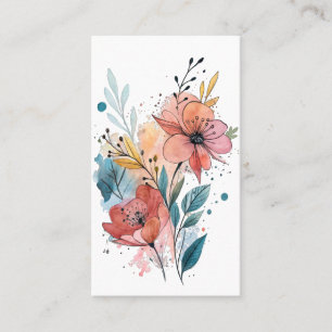 Lebendiges florales Wasserfarben-Design Visitenkarte
