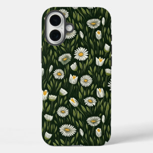 Lebendiges Gänseblümchenmuster mit üppigen grünen iPhone 16 Plus Hülle