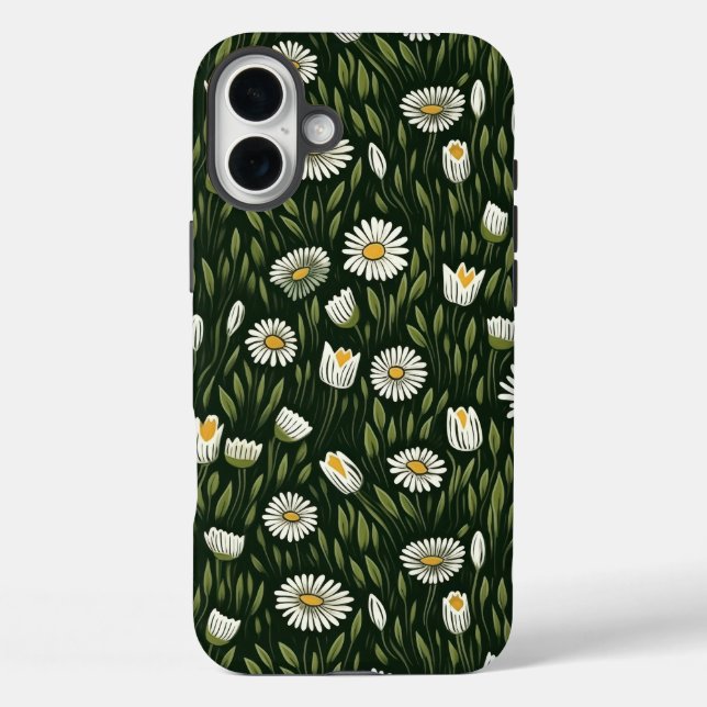 Lebendiges Gänseblümchenmuster mit üppigen grünen  Case-Mate iPhone Hülle (Rückseite)