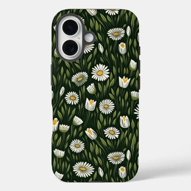 Lebendiges Gänseblümchenmuster mit üppigen grünen  Case-Mate iPhone Hülle (Rückseite)