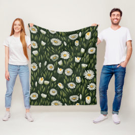 Lebendiges Gänseblümchenmuster mit üppigen grünen  Fleecedecke
