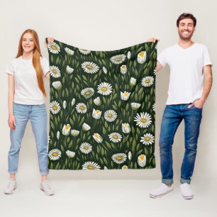Lebendiges Gänseblümchenmuster mit üppigen grünen Fleecedecke