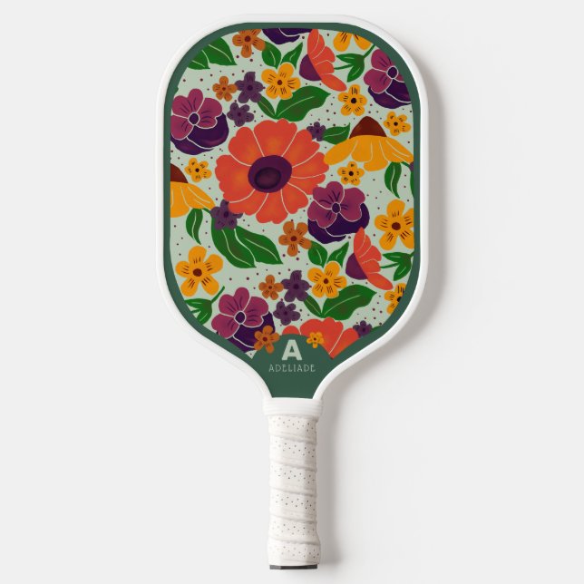 Lebendiges Garten-Blumenmuster-Pickleball-Paddle Pickleball Schläger (Vorderseite)