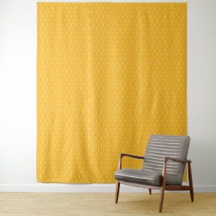 Lebendiges gelbes hexagonales Würfelmuster-Design Wandteppich