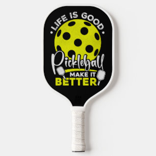 Lebendiges gelbes Neon-Retro-Pickleball-Spieler-Zi Pickleball Schläger