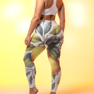Lebendiges Gelbes Zitronen- und Blaues Wasserfarbe Leggings