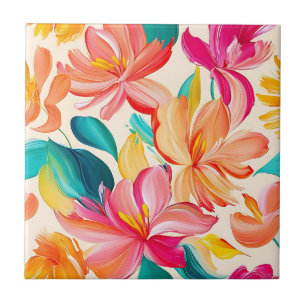 Lebendiges gemaltes Blumenmuster Fliese