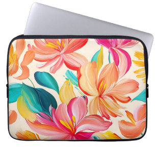 Lebendiges gemaltes Blumenmuster Laptopschutzhülle