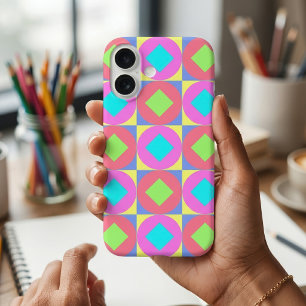 Lebendiges geometrisches abstraktes psychedelische iPhone 16 hülle