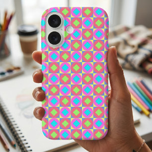 Lebendiges geometrisches abstraktes psychedelische iPhone 16 hülle
