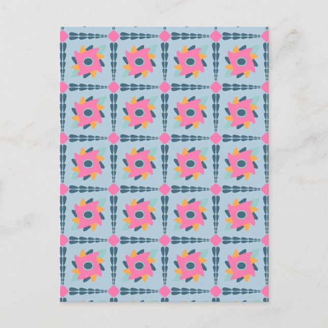 Lebendiges geometrisches Fliesendesign Postkarte (Vorderseite)