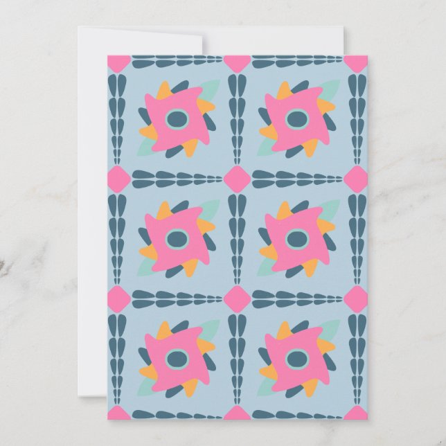 Lebendiges geometrisches Fliesendesign Save The Date (Vorderseite)
