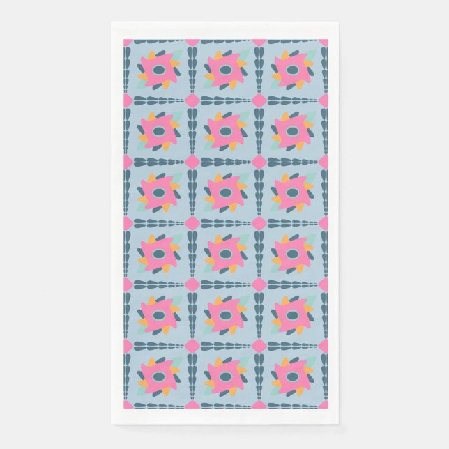 Lebendiges geometrisches Fliesendesign Serviette (Vorderseite)