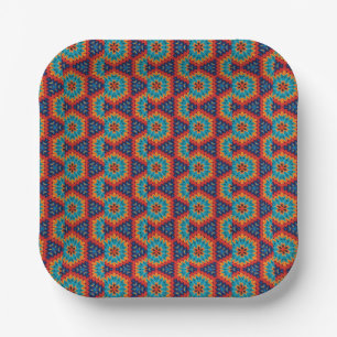 Lebendiges geometrisches Kaleidoskop Pappteller