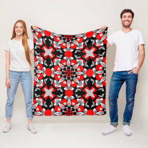 Lebendiges geometrisches Mandala-Design mit Rot, S Fleecedecke