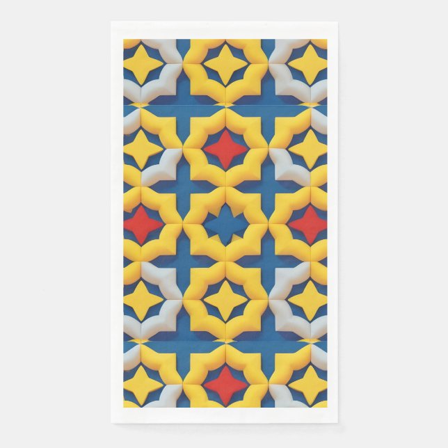 Lebendiges geometrisches Muster mit kräftigen Farb Serviette (Vorderseite)
