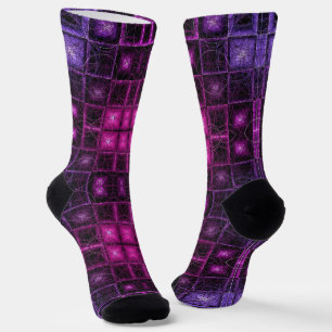 Lebendiges geometrisches Muster Neonviolett Rosa W Socken
