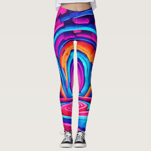 Lebendiges geometrisches Neon-Kunst-Tunnel-Design Leggings