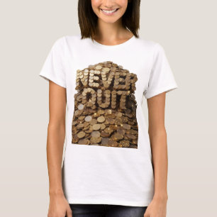 Lebendiges Gold NEVER OUT 3D-Textkunst T-Shirt