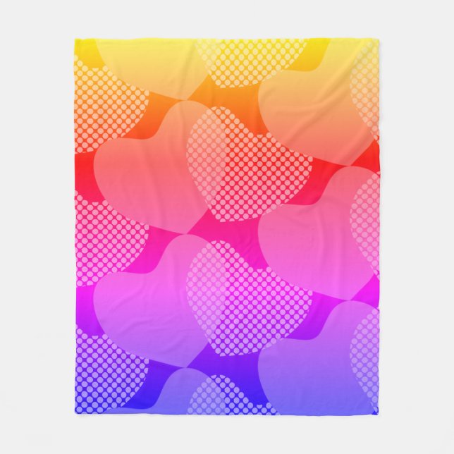Lebendiges Gradient-Herz Stylischer Regenbogen Fleecedecke (Vorderseite)