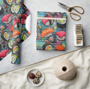 Lebendiges Graffiti-Sushi-Verpackungspapier Geschenkpapier