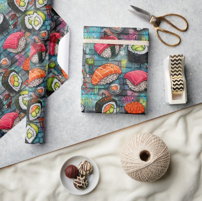 Lebendiges Graffiti-Sushi-Verpackungspapier Geschenkpapier (Kunsthandwerk)