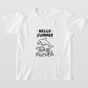 Lebendiges Hallo Sommer Farbige Ozeantiere T-Shirt