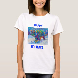 Lebendiges Happy Holidays Katzenfeier-T-Shirt T-Shirt