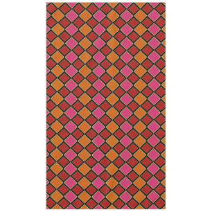 Lebendiges Harlekin-Diamantmuster in Rot, Orange, Tischdecke