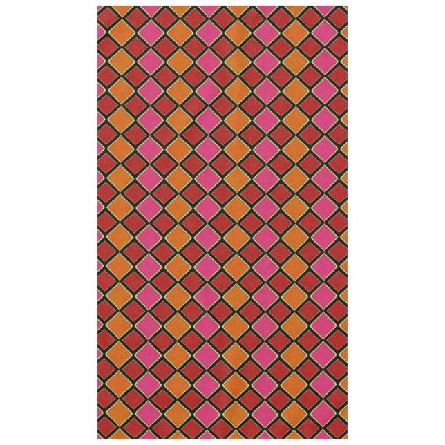Lebendiges Harlekin-Diamantmuster in Rot, Orange,  Tischdecke (Vorderseite)