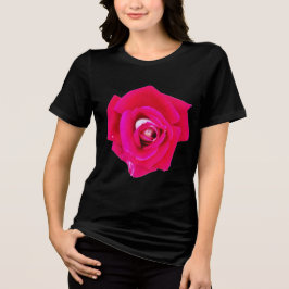 Lebendiges heißrosa Rosenblüten-Blumengrafik-T-Shi Tri-Blend Shirt