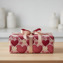 Lebendiges Herz-Muster-Geschenkpapier - Rosa, Rot,