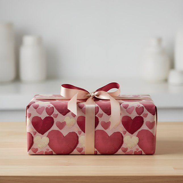 Lebendiges Herz-Muster-Geschenkpapier - Rosa, Rot, Geschenkpapier (Von Creator hochgeladen)