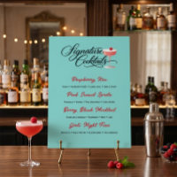 Lebendiges Himbeer-Cocktail-Menü-Schild