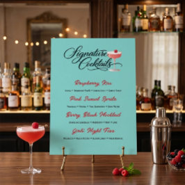 Lebendiges Himbeer-Cocktail-Menü-Schild Poster