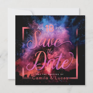 Lebendiges Holi-Pulver-Design Save The Date