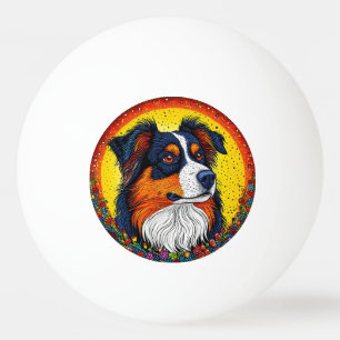 Lebendiges illustriertes Porträt eines Hundes Tischtennisball