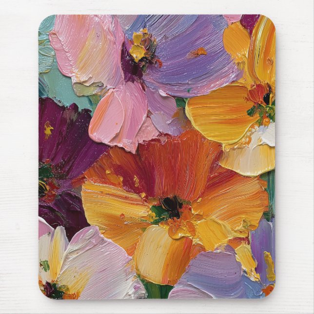 Lebendiges Impasto-Blumenbild-Mauspad Mousepad (Vorne)