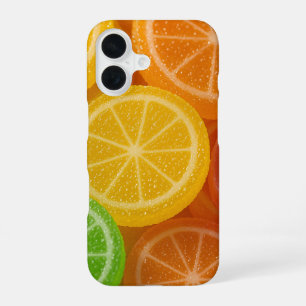 Lebendiges Jelly-Frucht-Design mit Zuckerkristall iPhone 16 Hülle