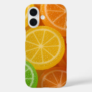 Lebendiges Jelly-Fruchtsdesign mit Zuckerkristall iPhone 16 Hülle