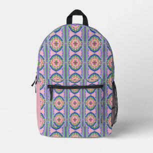 Lebendiges Kaleidoskop Blühen: Rosa & Smaragd Mand Bedruckter Rucksack