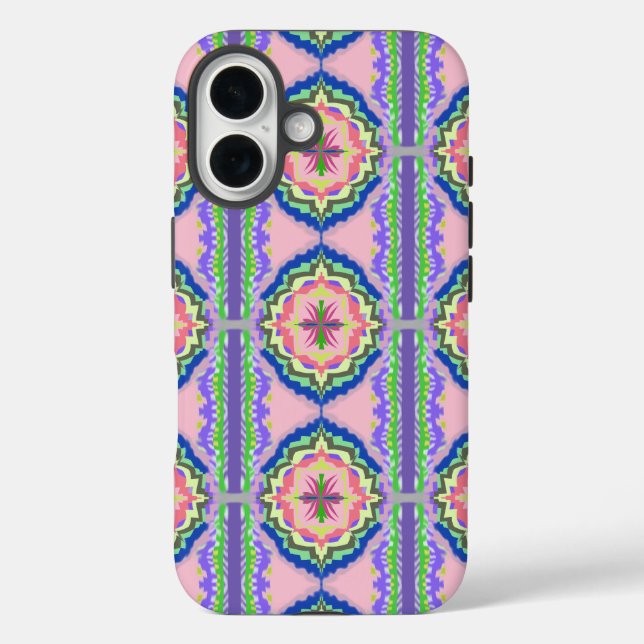 Lebendiges Kaleidoskop Blühen: Rosa & Smaragd Mand Case-Mate iPhone Hülle (Rückseite)